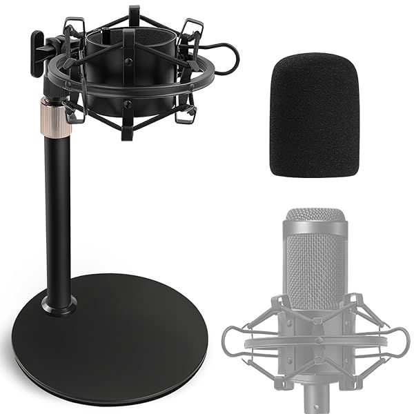Frgyee Audio Technica Mic Stand with Shock Mount & Foam Windscreen for AT2020, AT2020USB+, AT2035, ATR2500 - Perfect for Clear Sound!