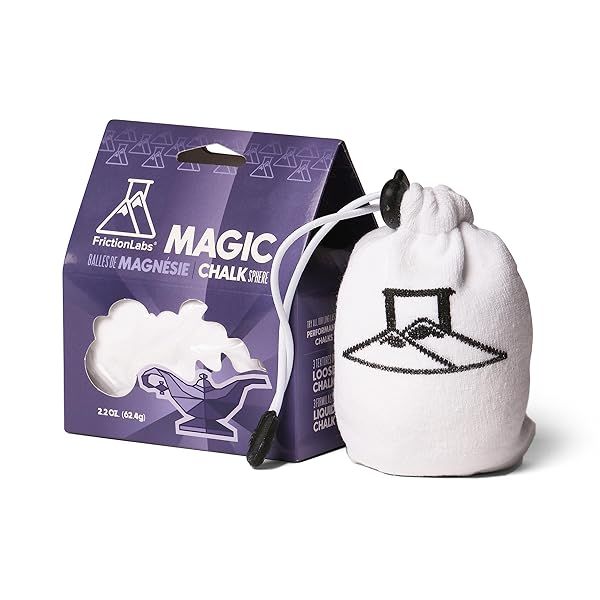 FrictionLabs Magic Chalk Ball 2.2 oz - Non-Toxic Gym Chalk for Climbing, Weightlifting & CrossFit - Refillable Sock Included