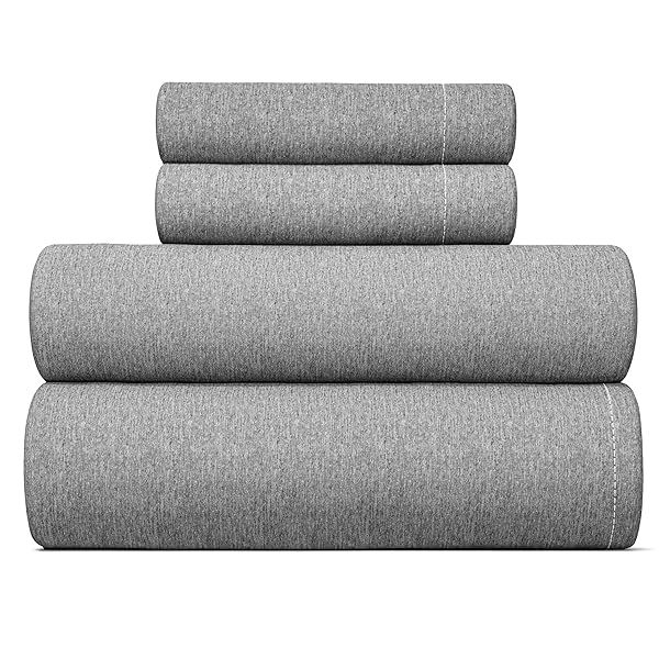 Full Size 4 Piece Breathable Cooling Sheet Set Hotel Luxury Bedding Deep Pockets Soft Wrinkle Free Oeko-Tex Grey Heathered