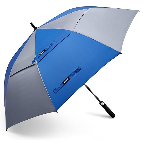 G4Free 54 Inch Automatic Open Golf Umbrella Windproof Extra Large Double Canopy Waterproof Umbrella for Men and Women Sapphire Gray