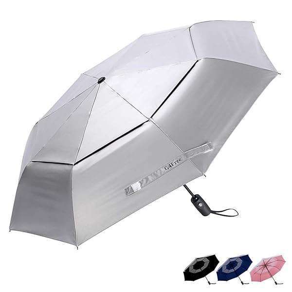 Buy G4Free 46-Inch UPF 50+ UV Protection Travel Umbrella - Windproof Silver Coating for Sun Blocking (Silver/Blue)