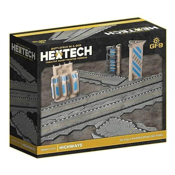 GF9 Hextech Trinity City Highways 10 Road Tiles Tabletop Ready Painted Terrain Sci-Fi RPG Accessory