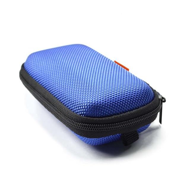 GLCON Earbud Carrying Case - Durable EVA Storage Bag for Wired & Bluetooth Headsets - Lightweight & Portable - Blue