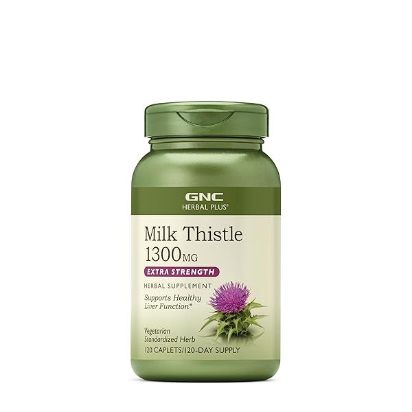 Buy GNC Herbal Plus Milk Thistle 1300mg - Supports Liver Health, Vegetarian, 120 Count