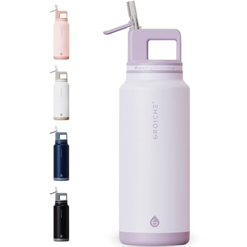 GROSCHE Alpine Flip n Sip 40 oz Insulated Water Bottle Stainless Steel Leakproof Flask with Straw Ideal for Gym Travel Outdoor Use Lavender