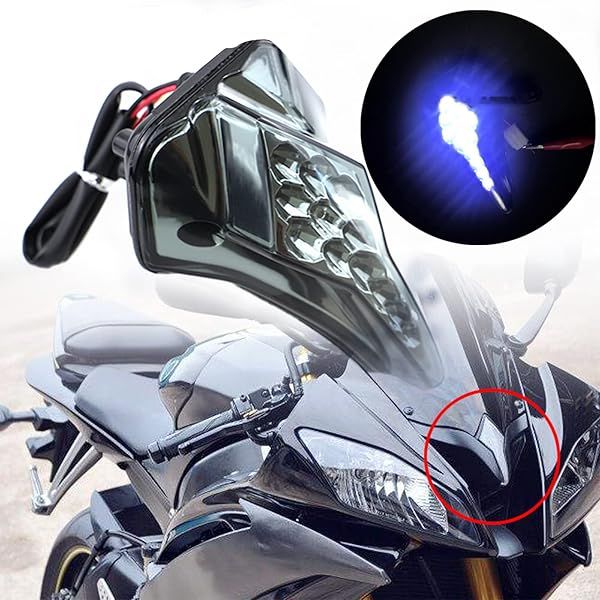 GUAIMI 12 LED Clear Smoke Lens Center Light for YZF-R6 2008 to 2012 Black Windscreen 3rd Eyes