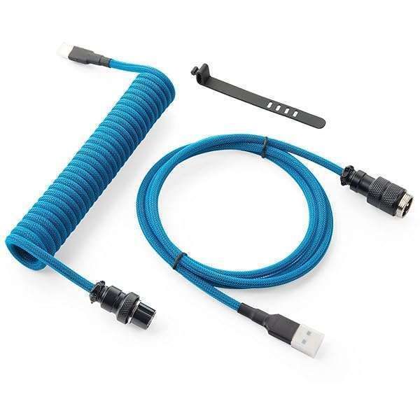 Buy GUNMJO Pro Custom Coiled USB C Cable for Gaming Keyboards - 1.5M, Blue, Detachable Metal Aviator