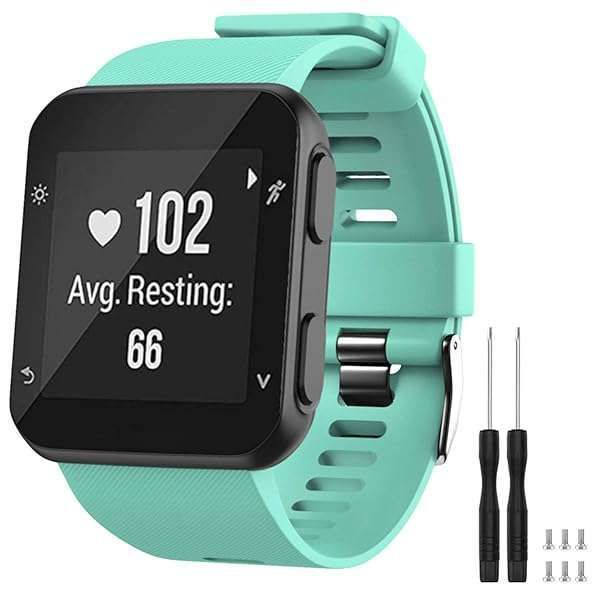 GVFM Soft Silicone Replacement Band for Garmin Forerunner 35 - Teal Strap for 5.11-9.05 Inch Wrists