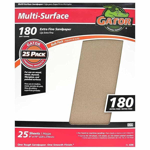 Buy Gator 9x11 Multi-Surface Sanding Sheets - 180 Grit, 25 Pack for Smooth Finishes