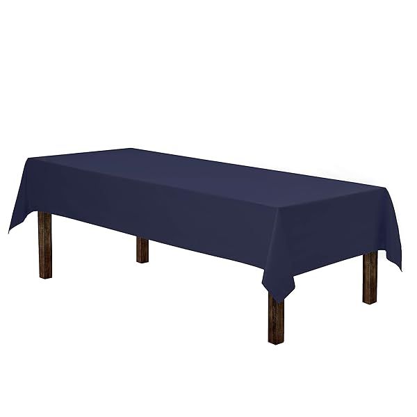 Gee Di Moda Navy Blue Rectangle Tablecloth 60x102 Inch - Heavy Duty Washable for 6 Ft Buffet, Parties, Weddings & More