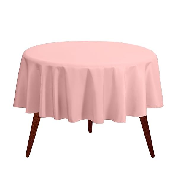 Gee Di Moda 90-Inch Pink Round Tablecloth - Heavy Duty, Washable for Weddings, Parties & Buffets