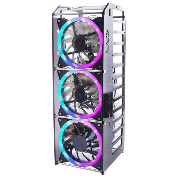 GeeekPi Stackable Cluster Case for Raspberry Pi & Jetson Nano with RGB Cooling Fan - 12 Layers, Fits 4B/3B+/3B/2B/B+
