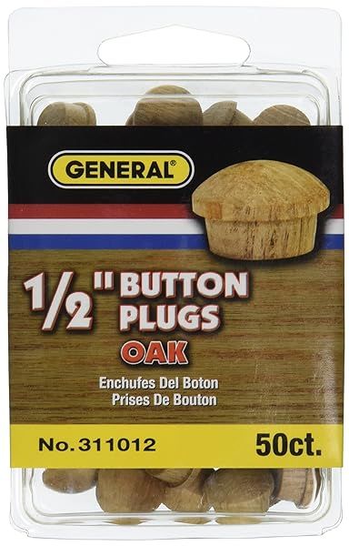 Buy General Tools 311012 1/2-Inch Oak Button Plugs - 50-Pack for Durable Home Projects