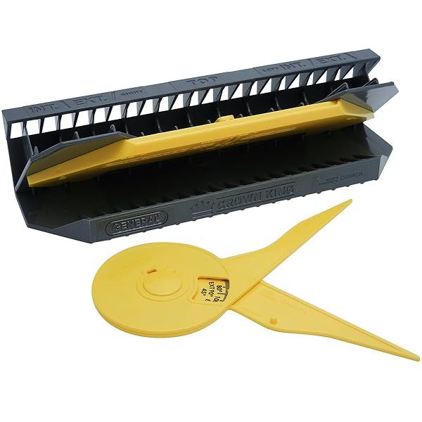 General Tools Crown King Molding Cutting Jig #881 with Protractor - Precision Cutting Tool in Yellow