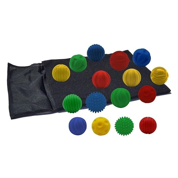 Get Ready Kids Tactile Sensory Ball Set with Hide N Seek Sack 2 Inch Set of 16 for Fun Learning and Play