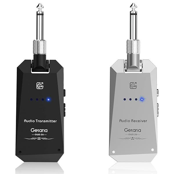Getaria Wireless Guitar Transmitter Receiver Set 58GH 4 Channel System for Electric Bass Cordless Amplifier Guitar Cable Jack