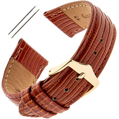 Gilden Unisex Teju Lizard Grain Calfskin Watch Band 18mm Honey Color LS41 0818