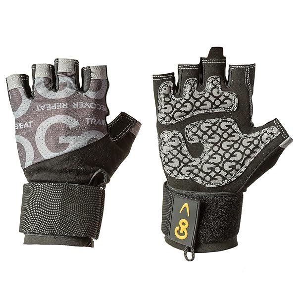 GoFit GF-GTCW-L Pro Trainer Wrist-Wrap Gloves - Large Gray for Ultimate Support & Comfort