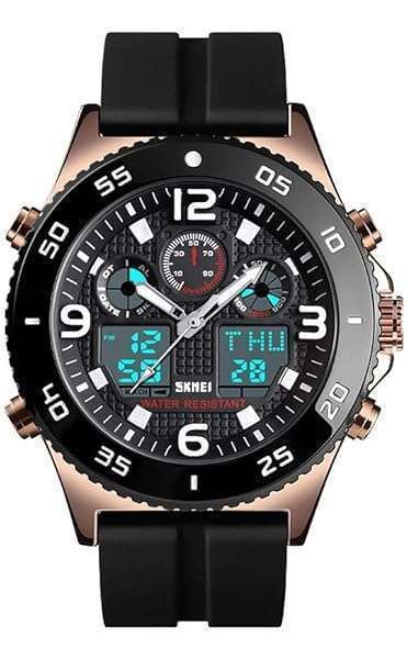 Shop Gosasa Men's Quartz Dual Display Watch - Waterproof Rose Gold Casual Wristwatch