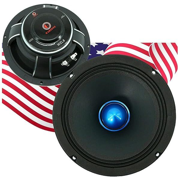Gravity WZL8 8 Inch Midrange Bullet Loud Speaker 1000 Watts Peak Power 4 Ohm Impedance High Sensitivity Car Audio Speaker