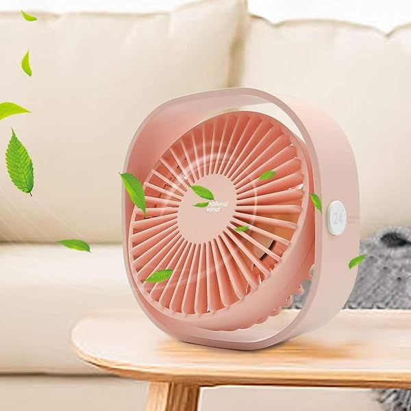 Quiet HARPAT Mini USB Desk Fan - 3 Speed Portable Pink Fan for Home, Office, Car & Travel
