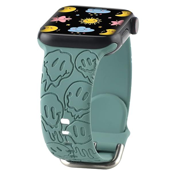 Spooky Halloween Ghost Silicone Band for Apple Watch 42mm 44mm 45mm - Skull Pattern Sport Strap for iWatch Series SE 8 7 6