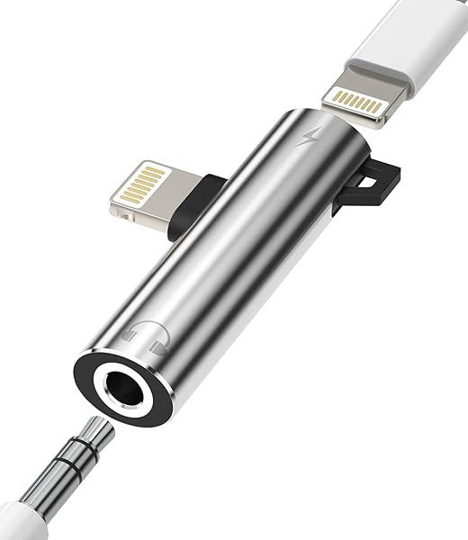 2-in-1 iPhone Headphone Adapter: Lightning to 3.5mm AUX Dongle for Charging & Audio - Compatible with iPhone 13, 12, 11, Pro Max, XS, 7, 8 Plus