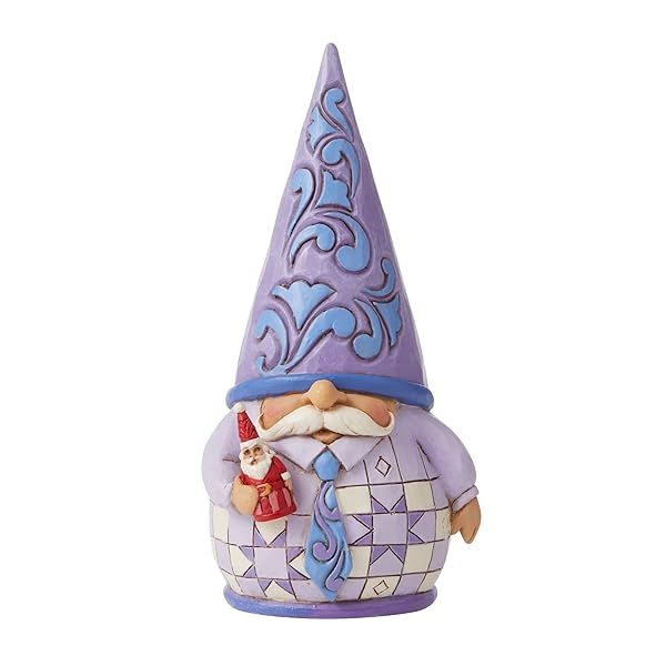 Heartwood Creek Jim Shore Purple Gnome Holding Santa - Unique 12 cm Collectible Figurine