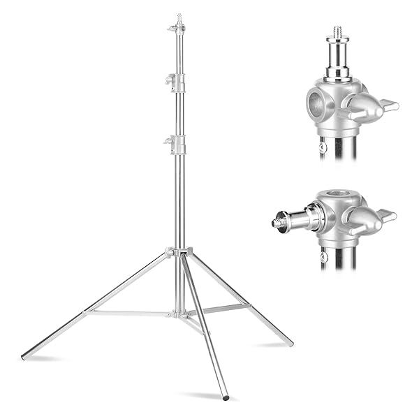 Heavy Duty 9.18ft Stainless Steel Light Stand for Photography: Strobe, Softbox & More