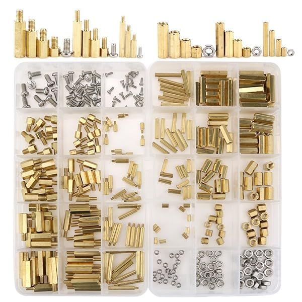 Hilitchi 360pcs Brass Spacer Standoff Kit: M2, M3, M4 Male & Female Screws & Nuts Assortment