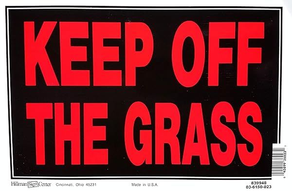 Buy Hillman 839948 Keep Off The Grass Sign - Durable 8x12 Inch Black & Red Plastic Warning Sign