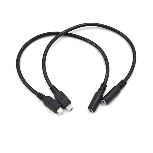 Hxchen 2Pcs Micro 5Pin Male to 3.5mm Female AUX Cable for Headset & Mic Adapter
