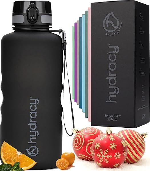 Hydracy 64 oz Motivational Water Bottle: Leak-Proof, Time Marker, Fruit Infuser - Perfect Gym & Gift Choice!