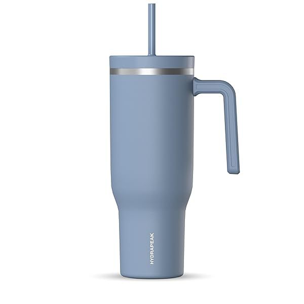 Hydrapeak Voyager 40 Oz Tumbler: Insulated Stainless Steel Travel Mug with Handle & Straw - Cupholder Friendly (Modern Blue)