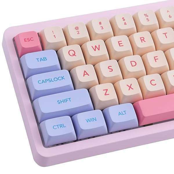 Hyekit 132 Keys Marshmallow PBT Keycaps - Cute XDA Profile for Cherry & Gateron MX Switches | Custom Dye-Sublimation Keycaps