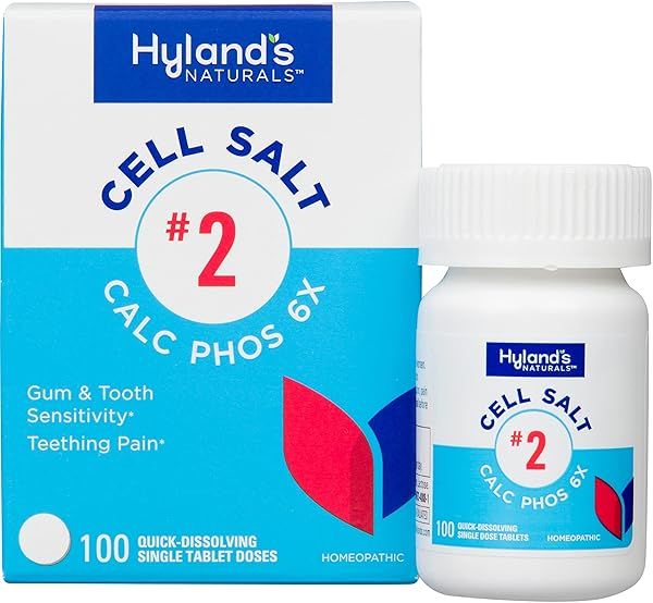 Hyland's Cell Salt No. 2 Calc Phos 6X Tablets for Fast Relief of Oral Discomfort & Sore Throat - 100 Quick Dissolving Tablets