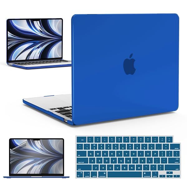 IBENZER Hardshell Case Keyboard Cover Screen Film for 2022 2023 2024 2025 MacBook Air 13 inch Klein Blue KK-KLBL+2