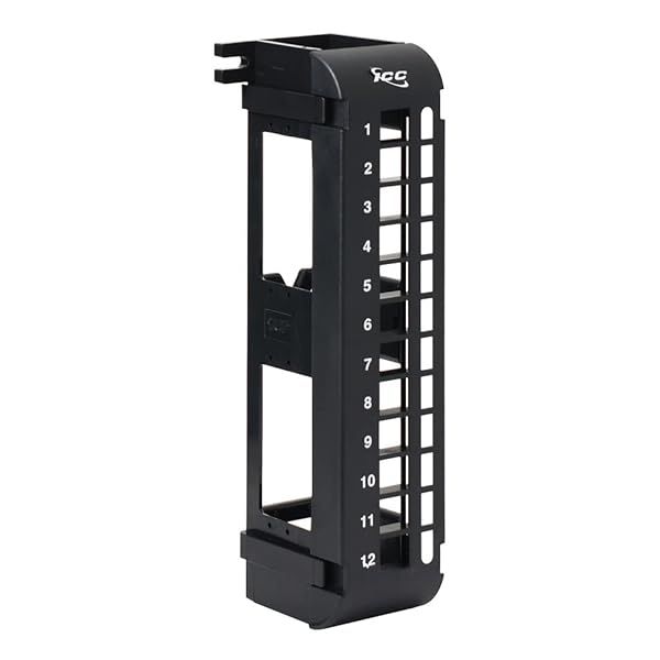 ICC 12-Port Wall Mount Patch Panel - Keystone Compatible, Supports Voice, Data, Audio, Video & Fiber Optic Networks, UL Listed