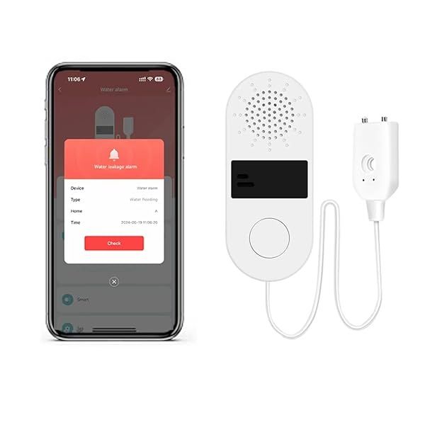 IHSENO Tuya Water Leak Detector WiFi Sensors with 130dB Alarm Waterproof Leak Alert and Tank Level Monitor Device