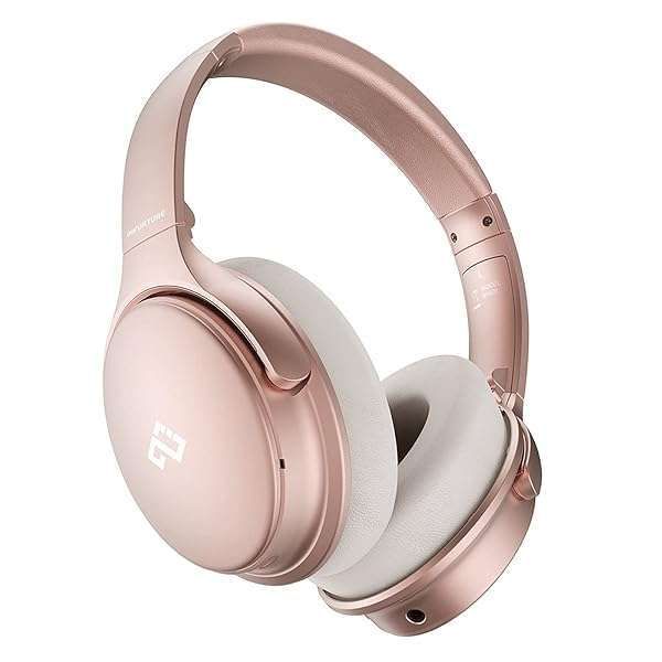 INFURTURE Rose Gold Noise Cancelling Headphones: Wireless, Deep Bass, 40H Playtime, Perfect for Travel & Home Office