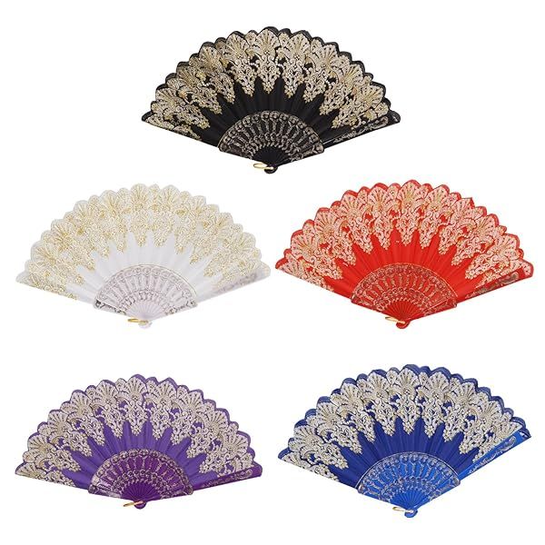 INNOLIFE Spanish Folding Retro Hand Fan for Women - Perfect for Parties, Weddings & Home Decor (5 Colors Available)
