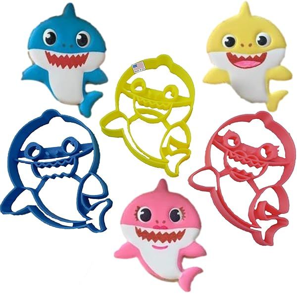 Baby Shark Cookie Cutters Set 3 Pack Family Bundle for Fun Baking with Baby Mommy and Daddy Shark Characters