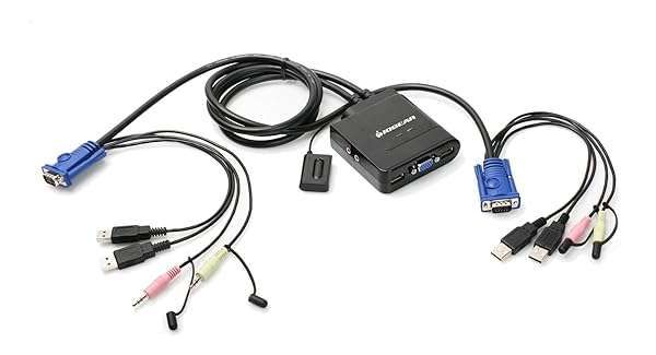 IOGEAR 2-Port USB VGA KVM Switch - 2048x1536, Stereo Audio, Plug & Play, Remote Switching for PC, Mac & Sun - GCS72U
