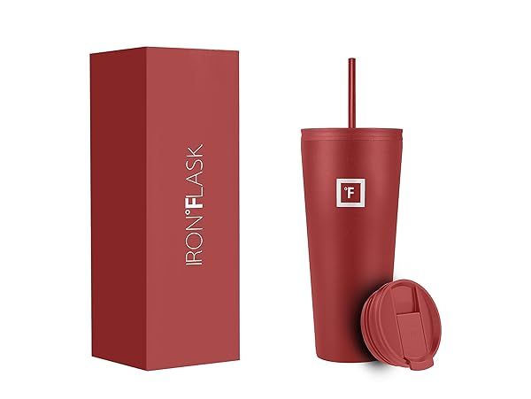IRON FLASK Classic Tumbler 2.0 with 2 Lids Vacuum Insulated Stainless Steel Water Bottle Rusty Red 32 Oz Travel Mug