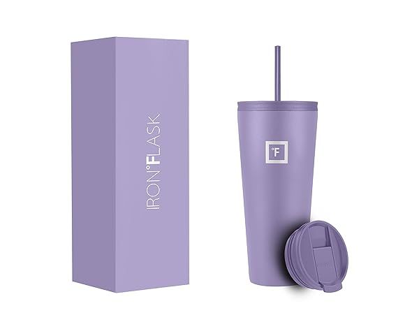 IRON FLASK Classic Tumbler 2.0 with 2 Lids Vacuum Insulated Stainless Steel Water Bottle Lavender 32 Oz Travel Mug