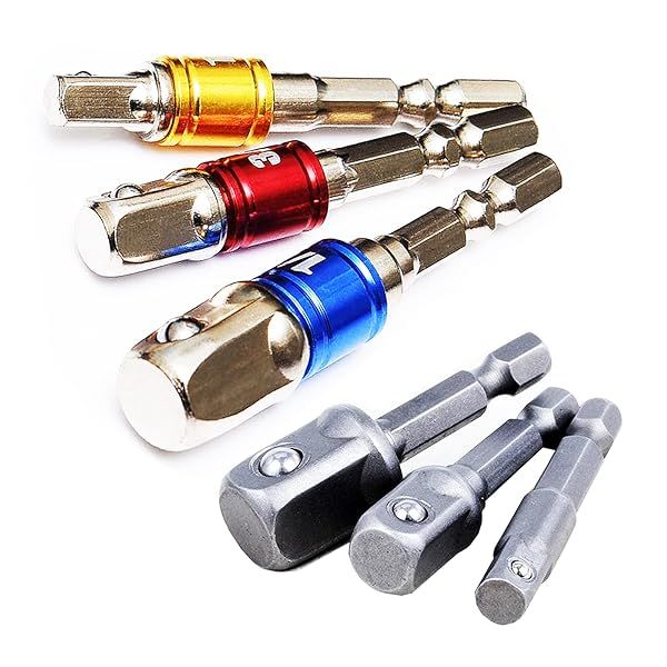 Impact Socket Adapter Set 6 PCS Drill Bit Extension 1/4 3/8 1/2 Hex Shank Impact Driver Bit Set Socket Holder Drill Tool Accessories SCS6