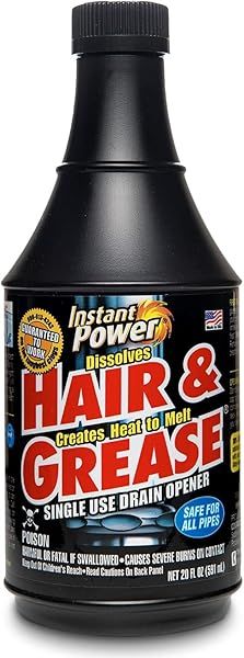 Instant Power Hair & Grease Liquid Drain Opener 20 oz - 6 Pack for Fast Clog Removal