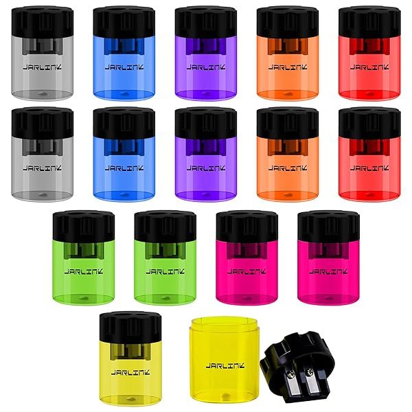 JARLINK 16 Pack Manual Pencil Sharpeners - Dual Hole Colorful Sharpeners for No.2 & Art Pencils - Perfect for School, Office & Home