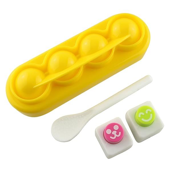 JCBIZ 4-Pc Rice Ball Mould Set & Seaweed Punch - DIY Sushi Maker Tools for Fun Lunches