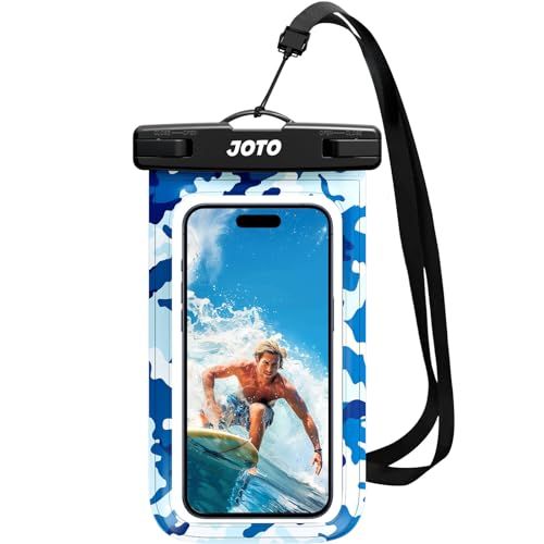 JOTO Universal Waterproof Phone Pouch Cellphone Dry Bag Case for iPhone 15 14 13 12 11 Pro Max 8 7, Galaxy S23 S22 S21, Pixel up to 7&quot; -CamoBlue